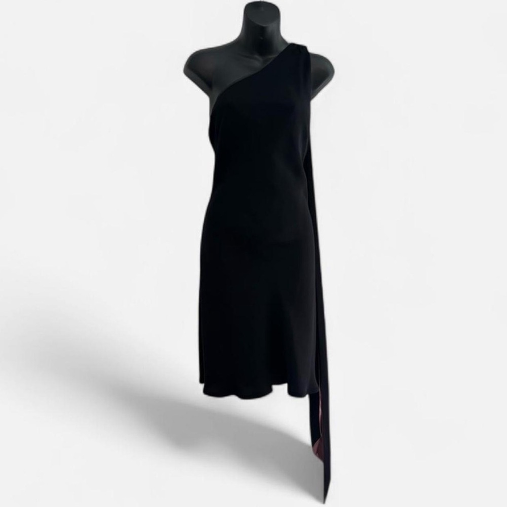Jones New York One-Shoulder Dress with Silk Scarf – Size 8
